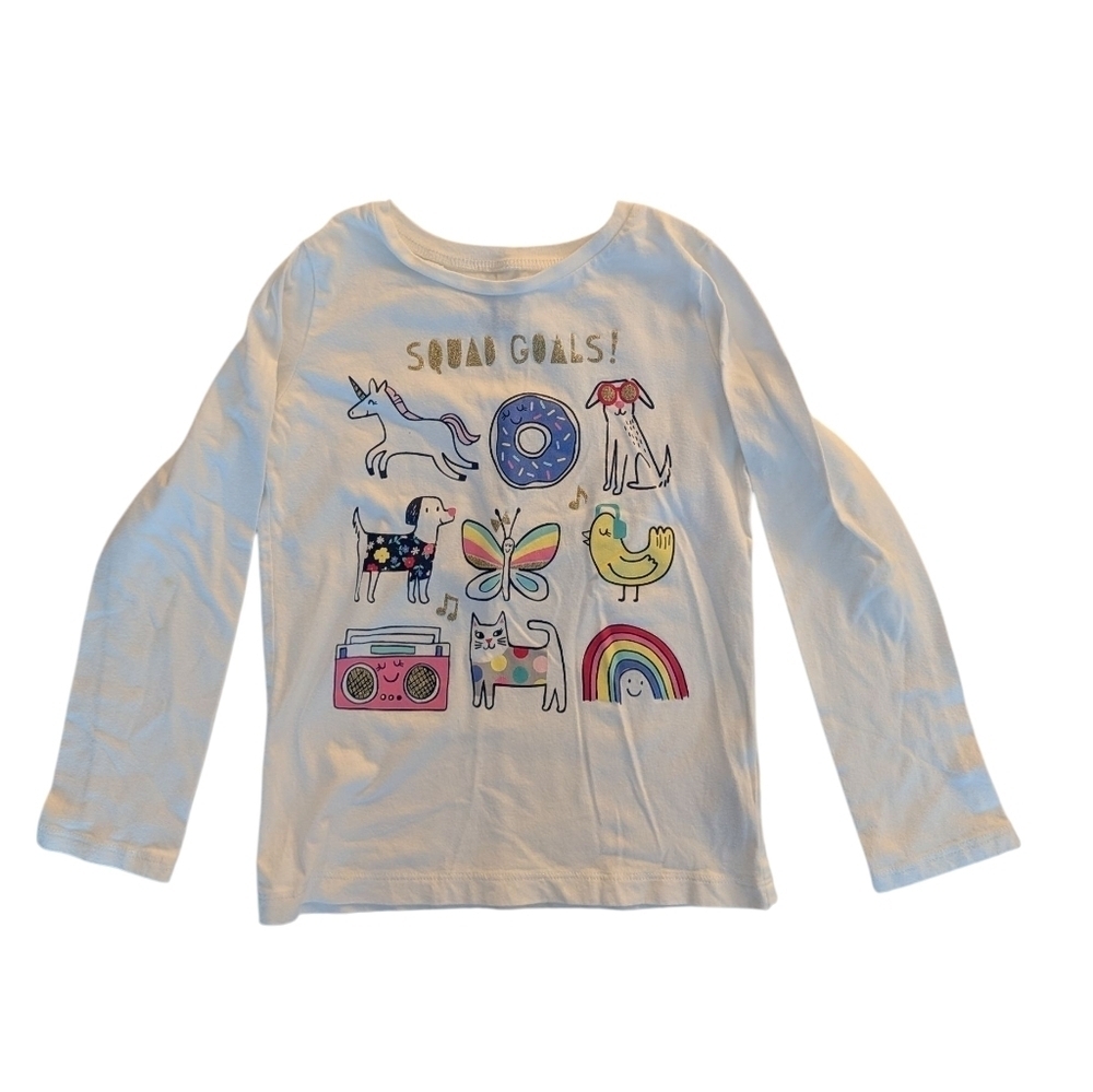 Carter's Girls Tee White Cotton Long Sleeve Graphic Tee Size 6X